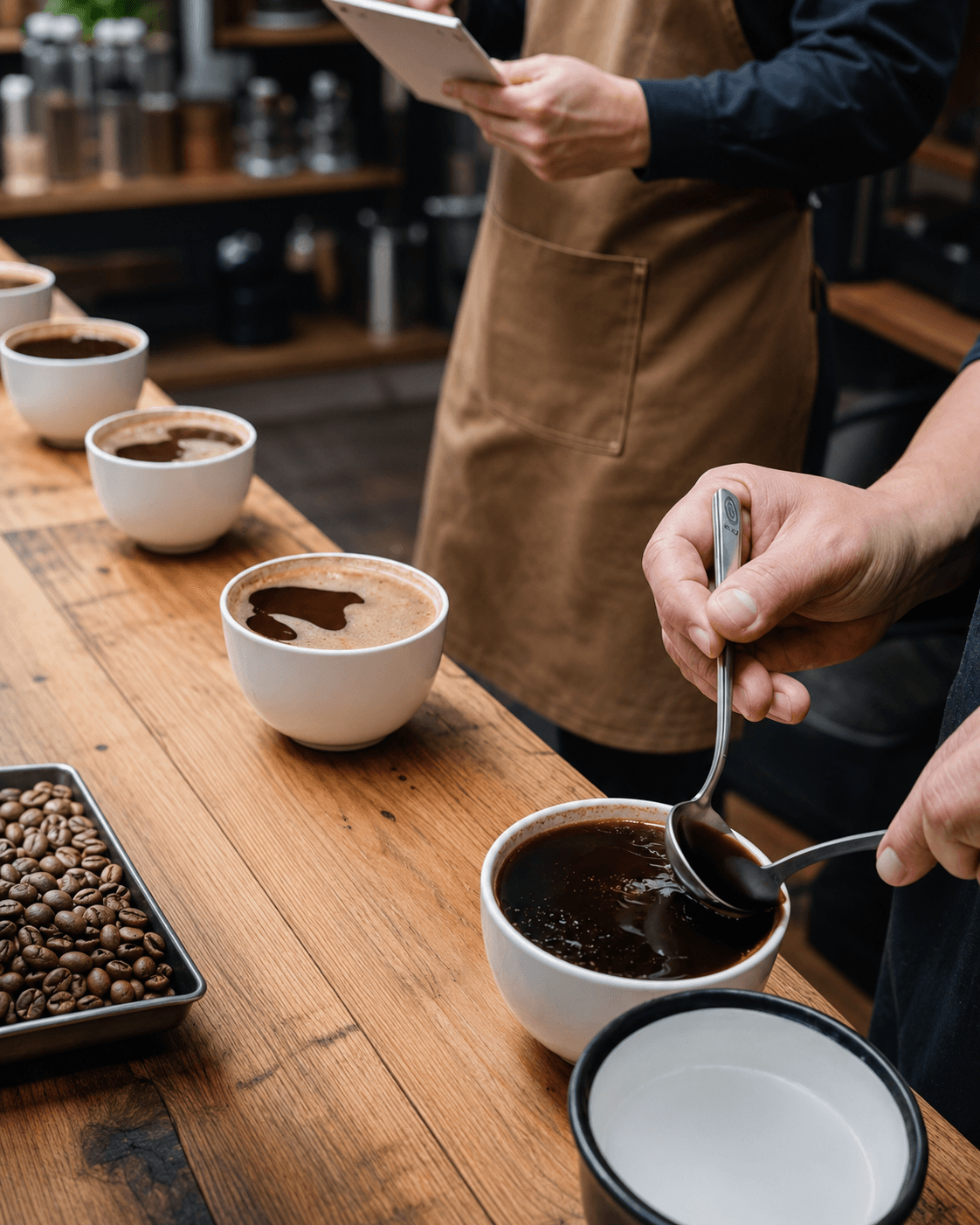 Cata de café en ambiente rústico