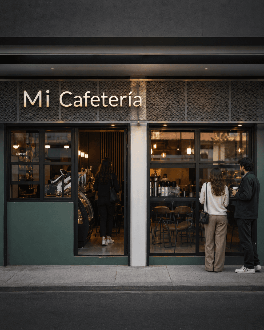 Fachada moderna de cafetería