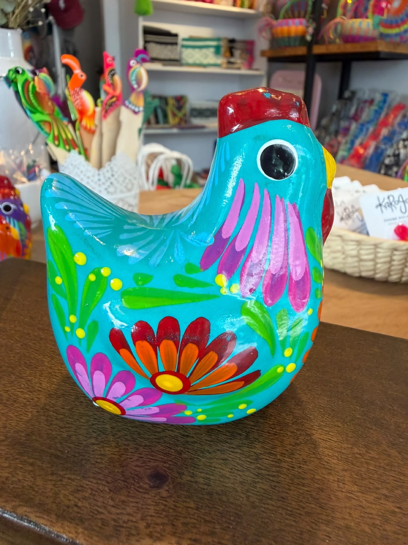 Salero gallina colorida · Pintado a mano · color según foto